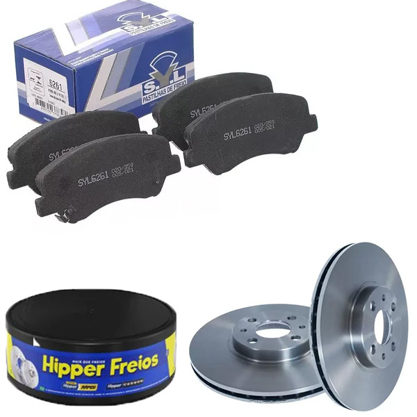 Kit Disco Freio Ventilado + Jogo Pastilha Freio HB20 HB20s HB20x 1.6 16V - HIPPER FREIOS / SYL em Oferta na Shopee