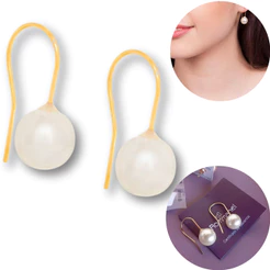 Brinco Perola Pendente Gancho Rommanel Folheado Ouro 18k Feminino Semijoia Festa Noiva Madrinha Presente 522957