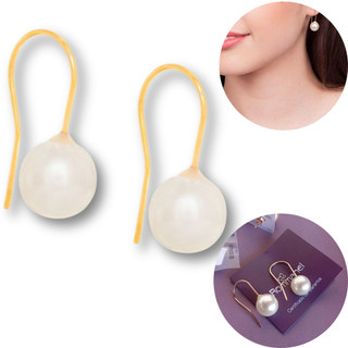 Brinco Perola Pendente Gancho Rommanel Folheado Ouro 18k Feminino Semijoia Festa Noiva Madrinha Presente 522957