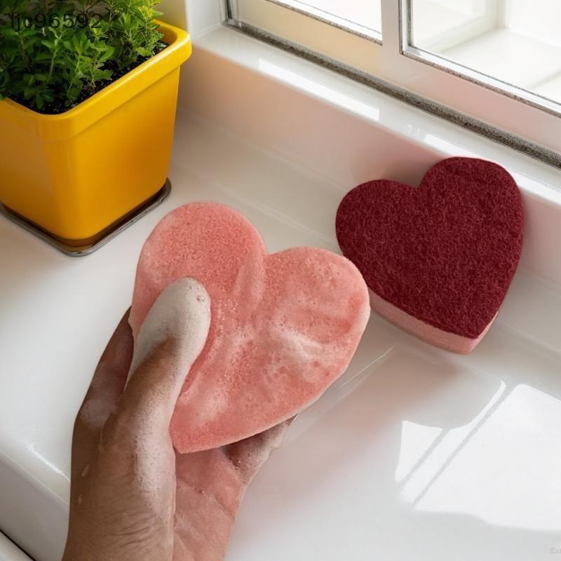 [ljc] 10 Peças Esponja De Coração Almofada Resistente Forte Descontaminação Toalha De Prato Formato Fofo Não Acessórios 