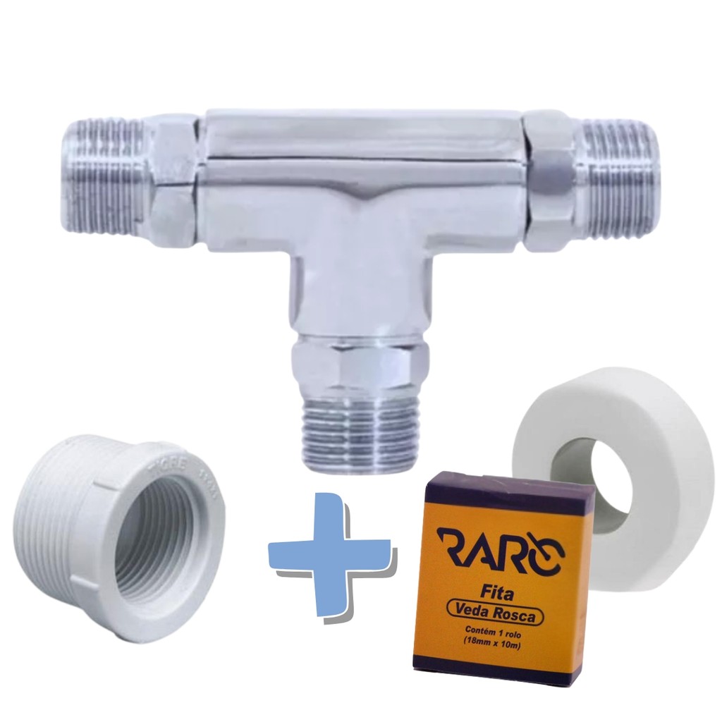 Adaptador Conector Tee Torneira Misturador Monocomando Metal Conversor Agua Fria + Acessórios