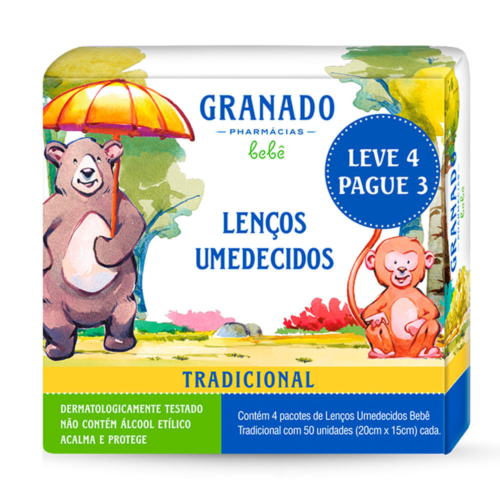 Lenço Umedecido Granado Bebê Tradicional 200 Unidades - Mom & Baby