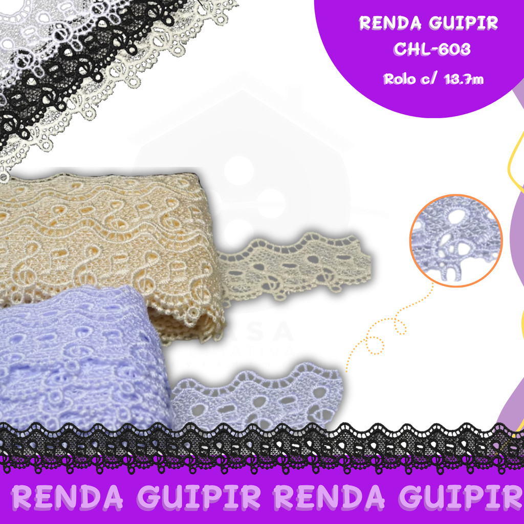 Renda Guipir CHL-603 4.5 Cm -  Rolo C/13.7 Metros