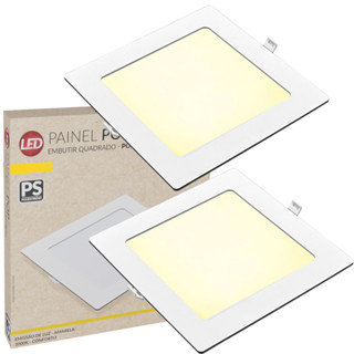Kit 2 Painel Plafon Quadrado Embutir 18W Luz Amarela 3000K Luminária de Gesso Forro em Oferta na Shopee