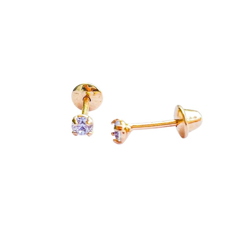 Brinco Ponto de Luz Tarraxa Baby Banhado a Ouro 18k 4mm
