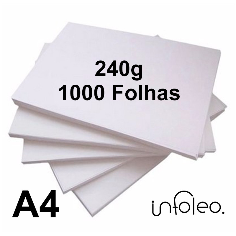 Caixa de Papel Offset 240g A4 Branco Fosco para Impressão em Jato de Tinta com 1000 Folhas 240 gramas