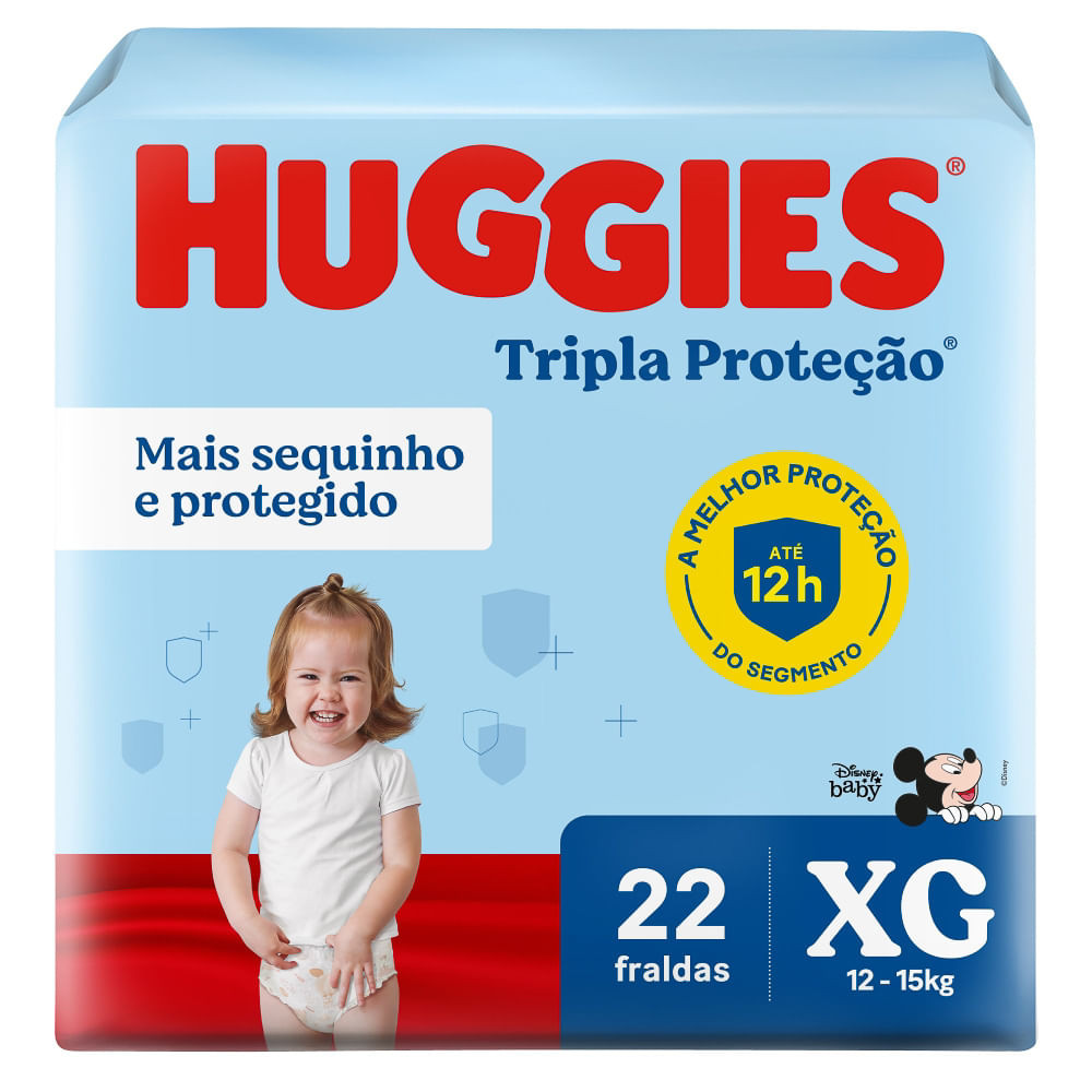 Fralda Huggies Tripla Proteção Tamanho XG Pacote Jumbo 22 Unidades Descartáveis - Mom & Baby