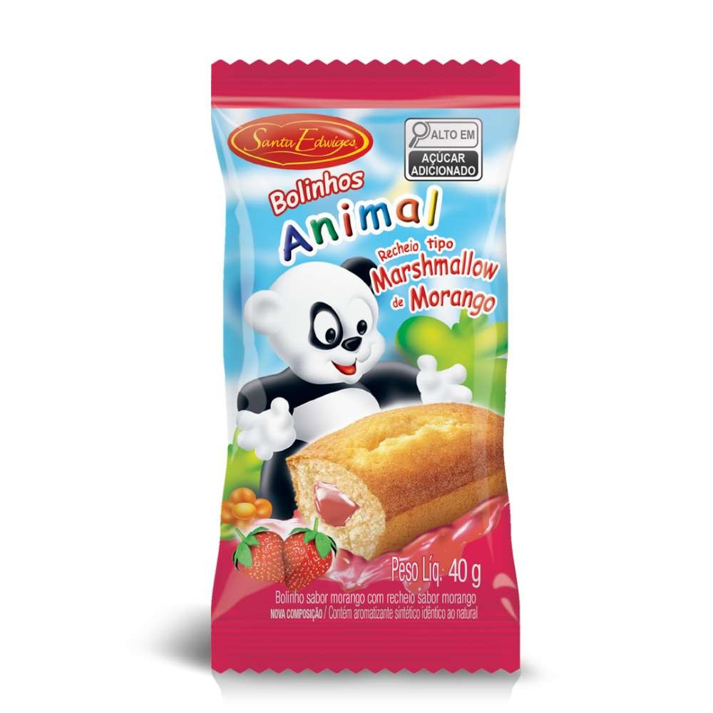 Bolinho Santa Edwiges Animal Recheio Tipo Marshmallow de Morango 40g - Food & Beverages