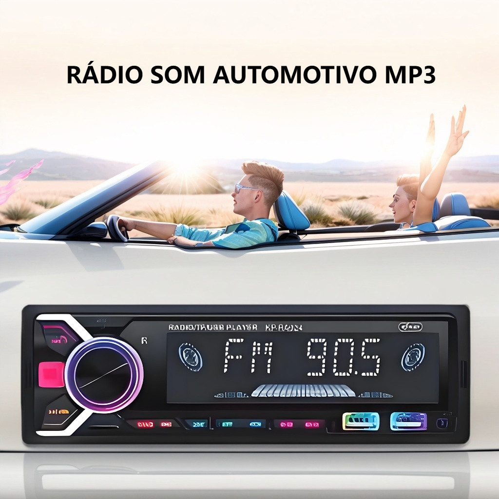 Rádio Automotivo Digital Bluetooth Toca MP3 via USB/SD/MMC AUX Rádio FM/AM Conexão para Pendrive