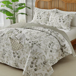 Kit Colcha Cobre Leito 3 Peças Itália Estampado Dupla Face Aba Americana King Queen Casal Solteiro
