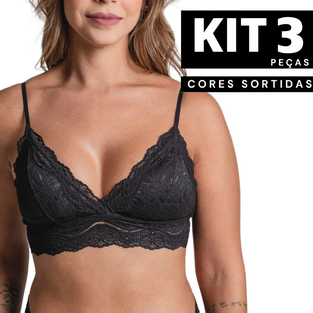 Kit 3 ou 2 Sutiã Top Com Bojo Sem Aro Cropped Top Blogueira Confortável