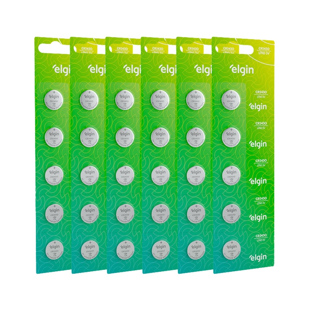 Kit 30 Bateria Pilha Moeda Cr2430 3v 6 Cartela Relógio Elgin