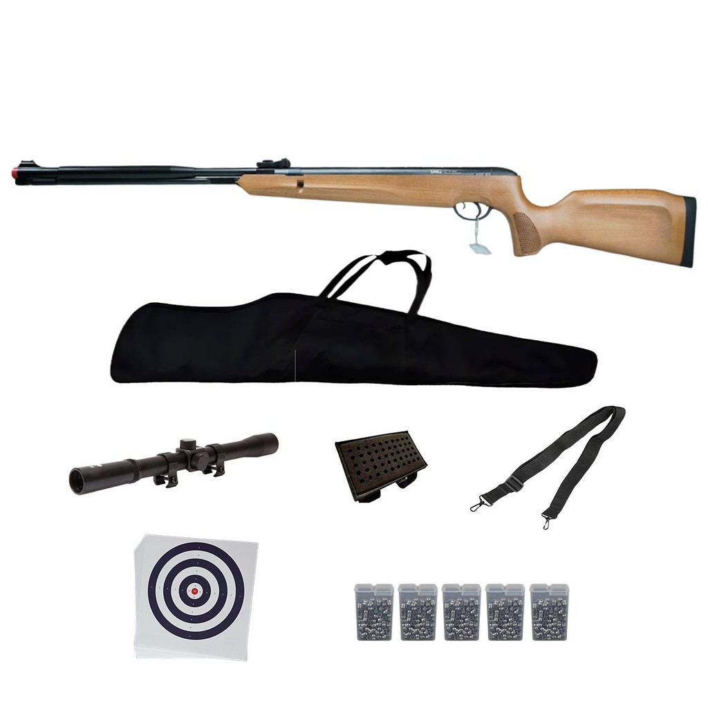 Carabina de Pressão Naja Wood 2.0 5.5mm Pistão Nitro 60kg - Tag + Kit Completo em Oferta na Shopee