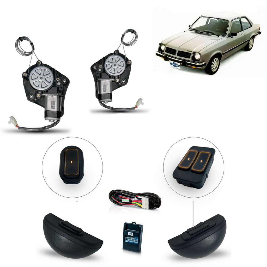 Kit Vidro Eletrico Chevette/Chevy/Marajo s/quebra-vto (1974/1982) Inteligente Ultraled Personalizado Ambar