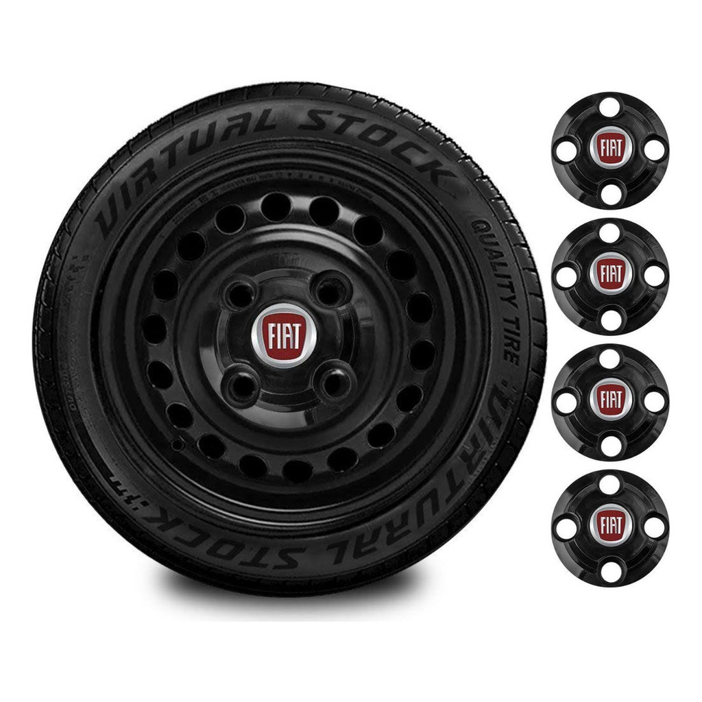Kit De Jogo 4 Calotinhas Centrais Rodas Fiat Aro 13 14 15 em Oferta na Shopee