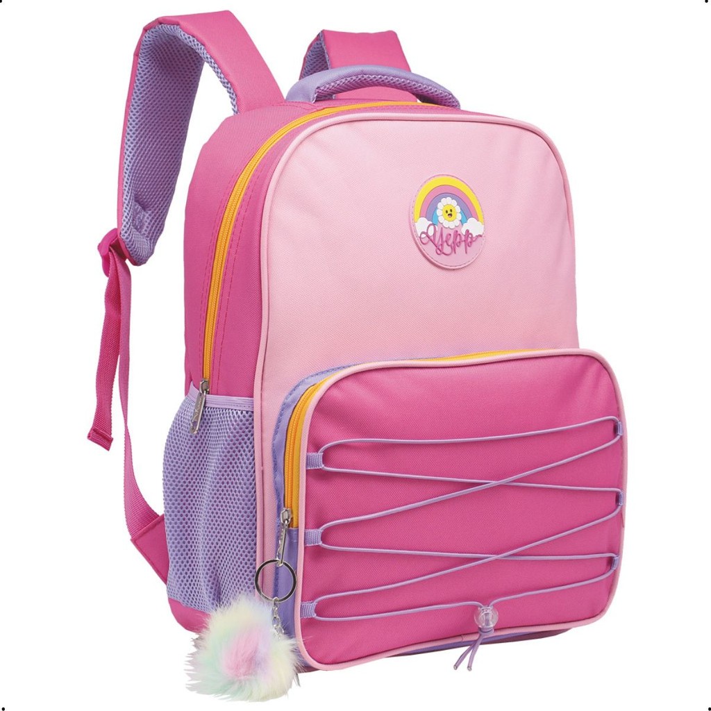Mochila Infantil Escolar Leve e Resistente com Estampa Fofa Arco-Íris para Escola e Passeio