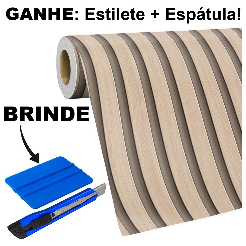 Papel de Parede Auto Colante adesivo Ripado Bege Clean Natural 5 Metros Lavável para Sala Achadinho!