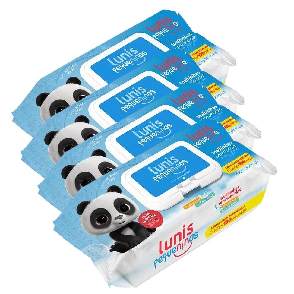 Kit 4 Toalhinhas Umedecidas Lunis Pequeninos C/100Un em Oferta na Shopee