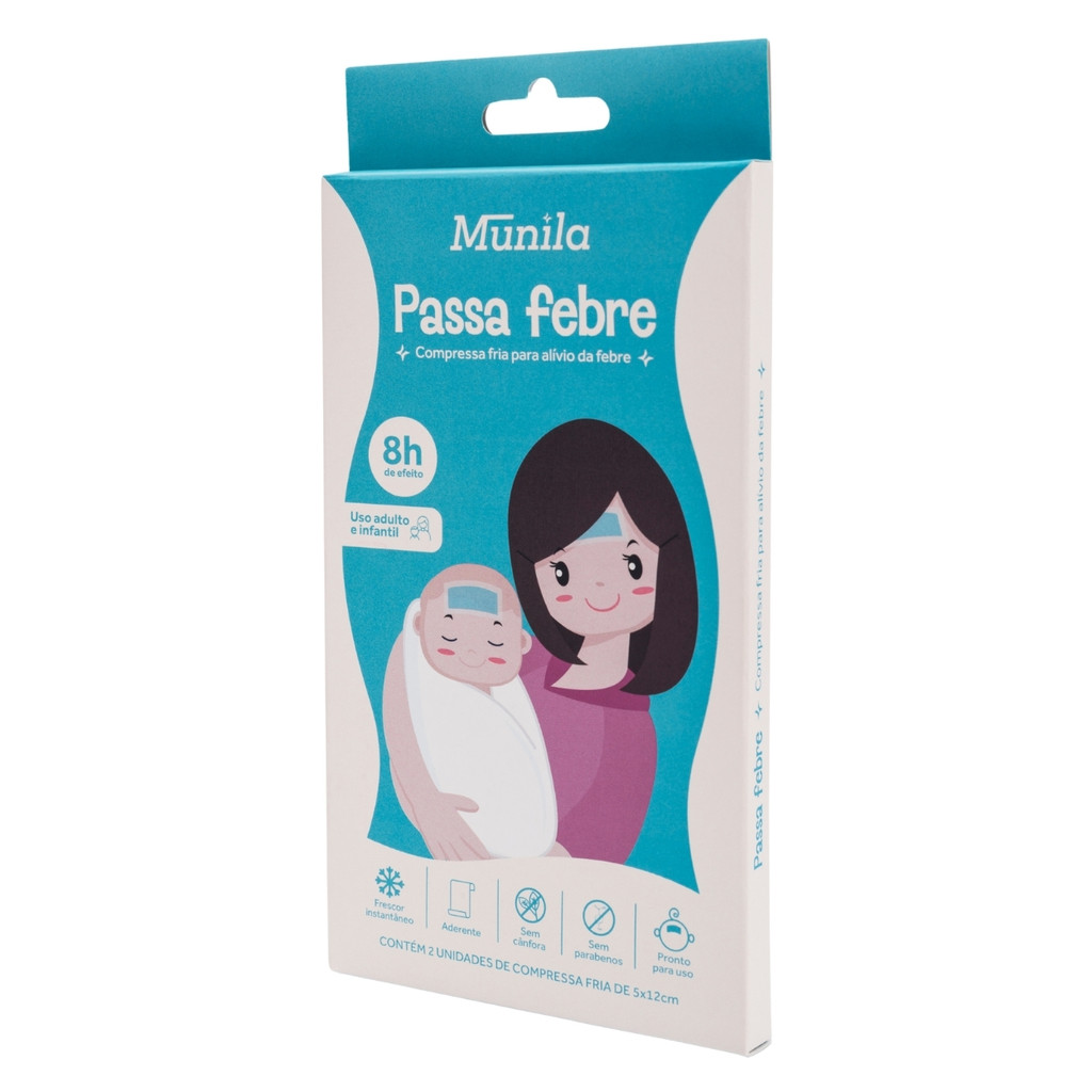 Compressa Fria Alívio Da Febre Infantil Adulto Munila 2un em Oferta na Shopee