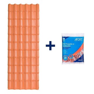 Kit com 5 Telhas Plan Pvc 3,30x0,88 6 Ondas com 5 Kit Fixação e Vedação afort  Marrom em Oferta na Shopee