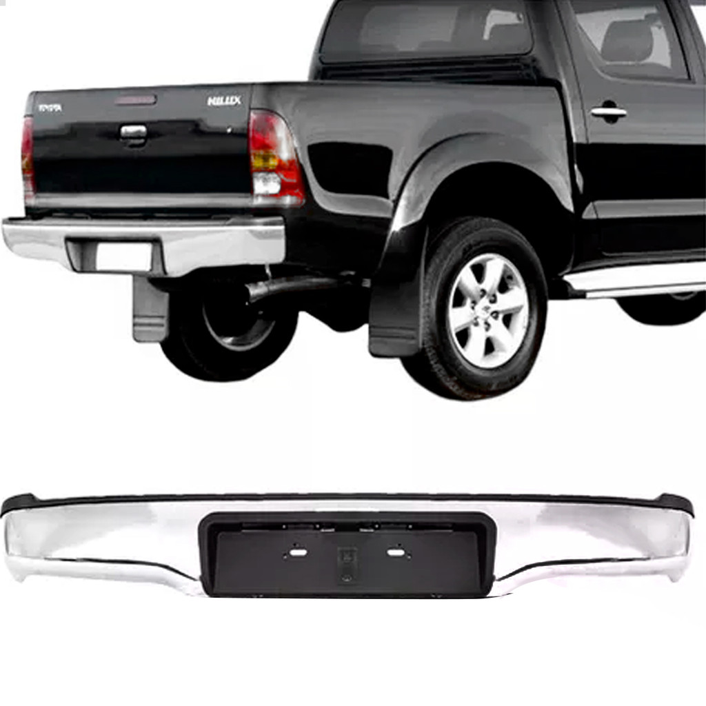Parachoque Traseiro Hilux Srv 05 06 2007 2008 2009 2010 2011 2012 2013 2014 2015 Cromado Com Suporte