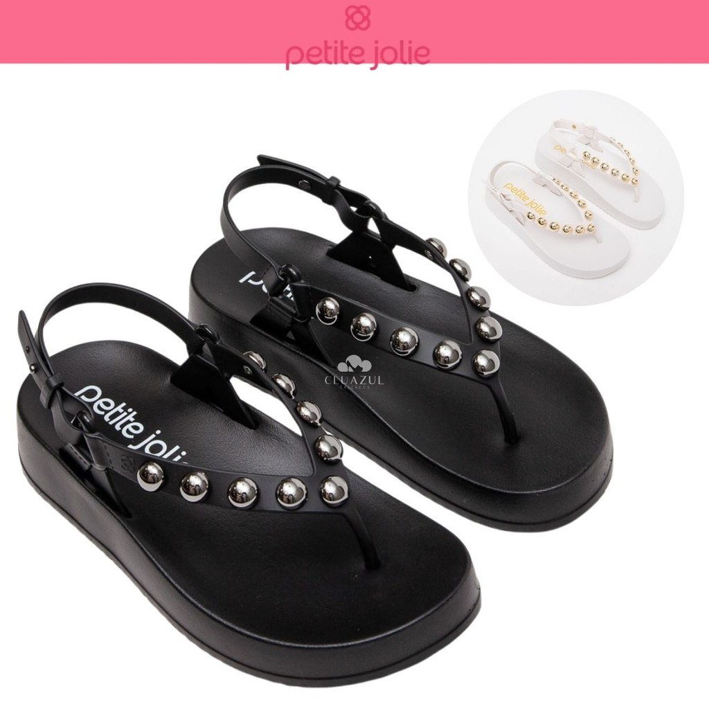 Sandália Feminina Petite Jolie Tachas Metalizadas Plataforma em Oferta na Shopee