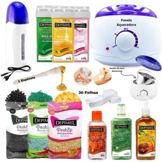 Kit Completão - Panela De Cera Aquecedor Roll On Depilação Caseira Kit Nº 1 em Oferta na Shopee