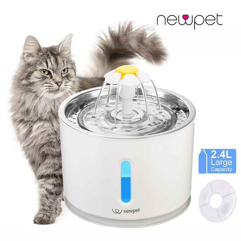 (múltipla escolha) Dispensador De Água Para Gatos De Aço Inoxidável 2.4L Com Filtro De Bomba Silencioso em Oferta na Shopee