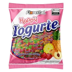 Bala Mastigável Happy Iogurte Frutas Sortida 500g - Florestal