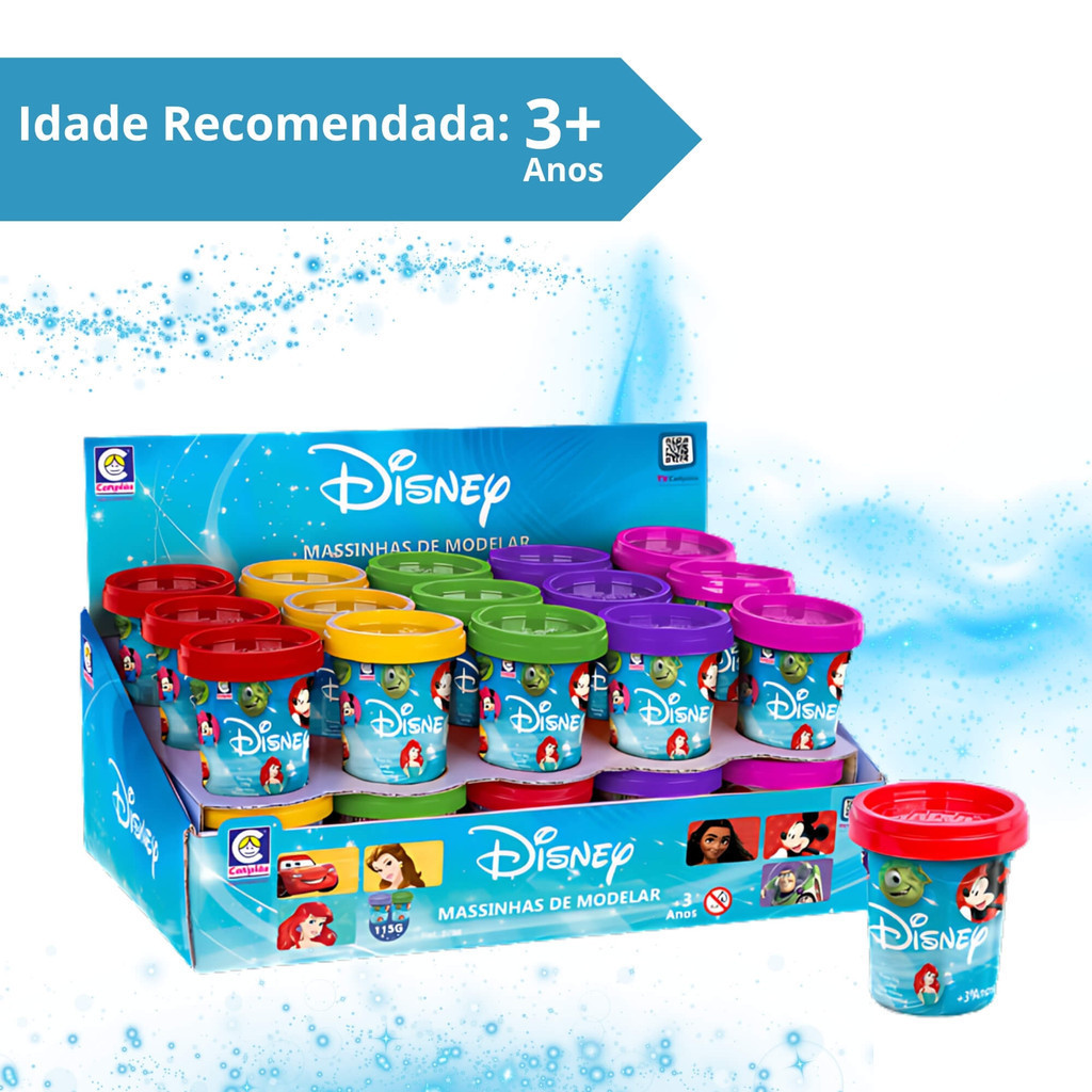 Brinquedo Infantil Massinha de Modelar Disney 115G Sortida e Unitária Cotiplás - 2768