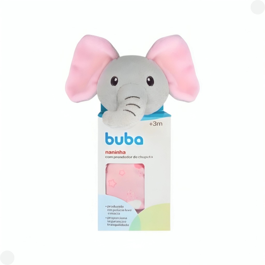 Naninha Elefante Rosa Com Prendedor De Chupeta 14559 - Buba em Oferta na Shopee