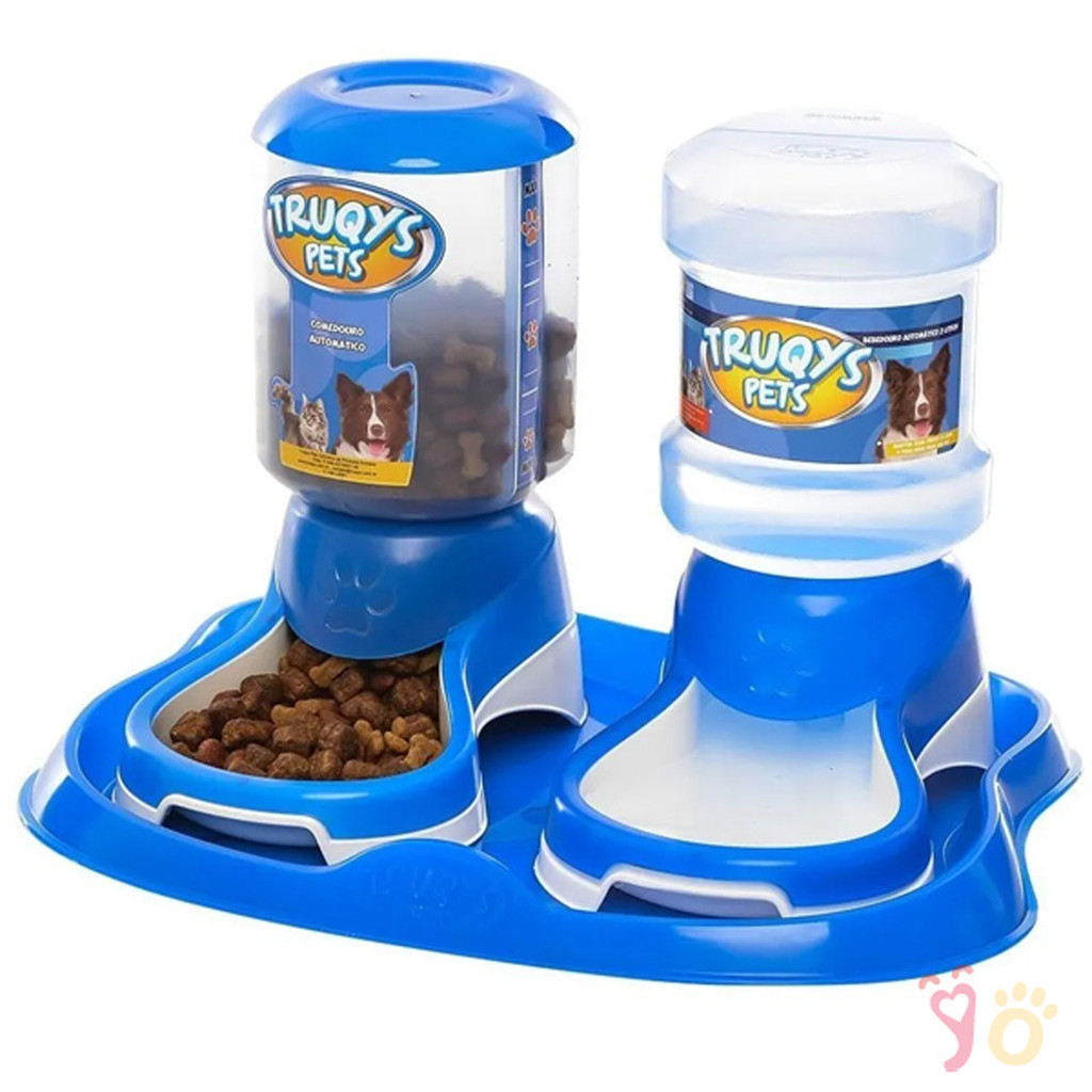 Kit Truqys Pets Automático Bandeja  Comedouro  Bebedouro - Azul