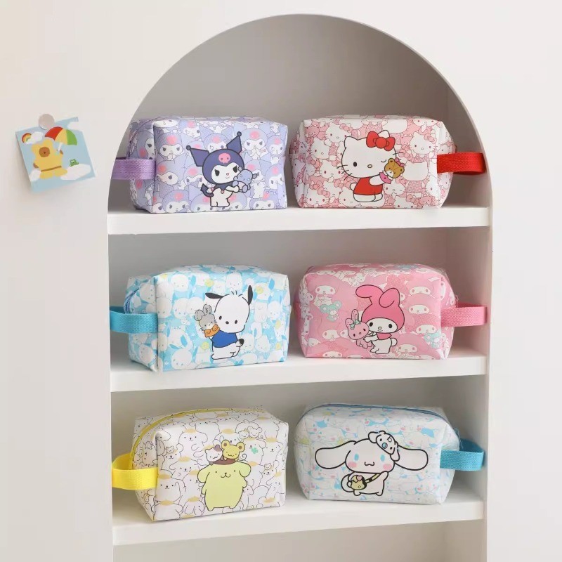 Sanrio Saco De Maquiagem Kawaii Kuromi Cinnamoroll Minha Melodia Hello Kitty Caixa De Lápis Pochacco Carteira De Moedas Presente De Natal Para Menina