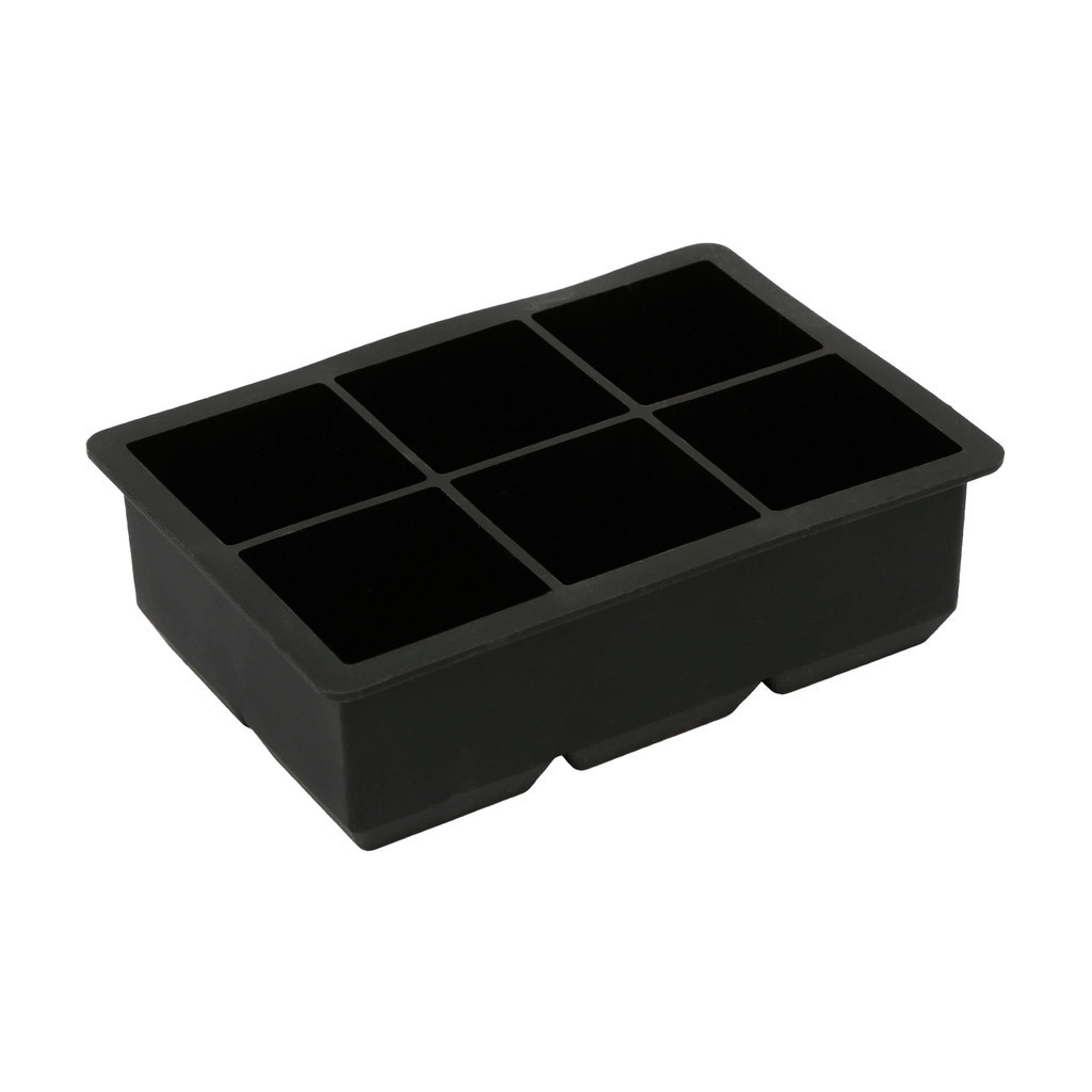 Forma de Gelo em Silicone Preto 6 Cubos com Tampa