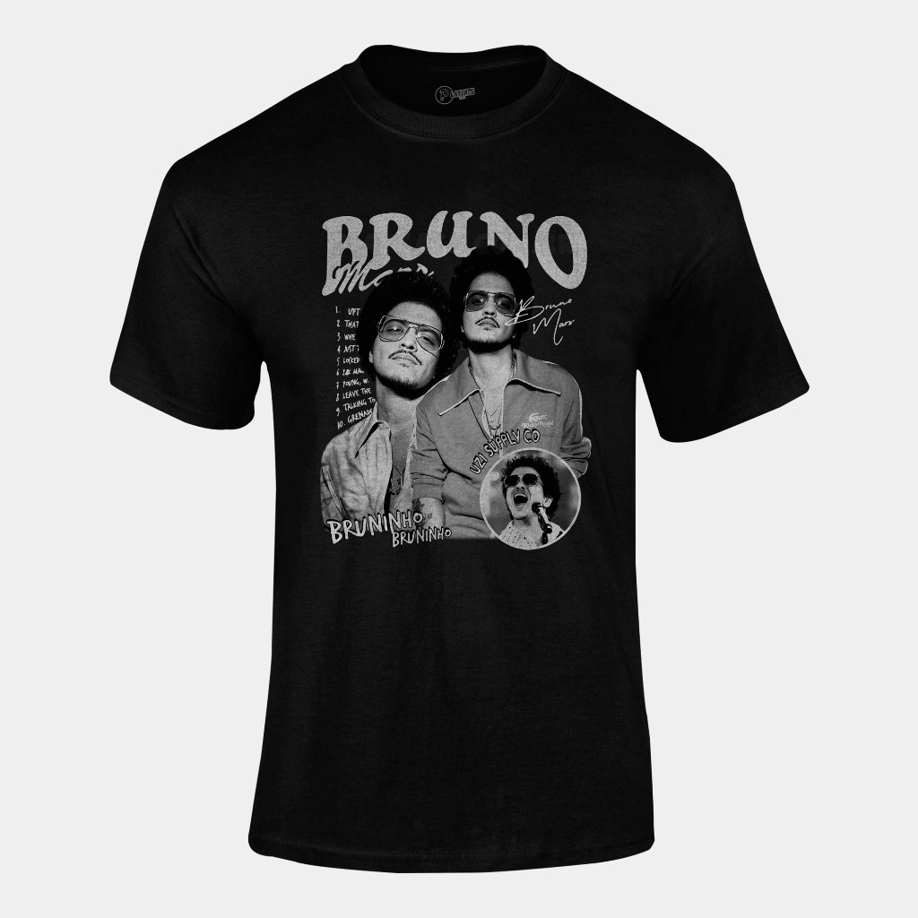 Camiseta Algodão Unissex - Bruno Mars Bruninho - Graphic Tee Casual Versátil Alta Qualidade