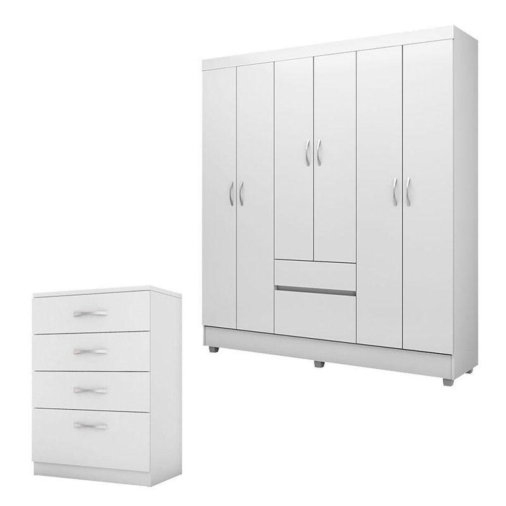 Cômoda Astral E Guarda Roupa Casal Flash 2 Branco Flex - Demóbile em Oferta na Shopee