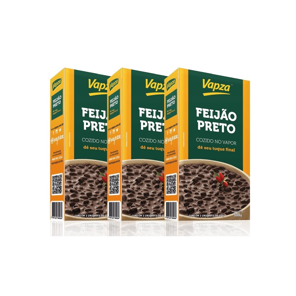 Kit 3 Feijões Preto 500G Vapza em Oferta na Shopee
