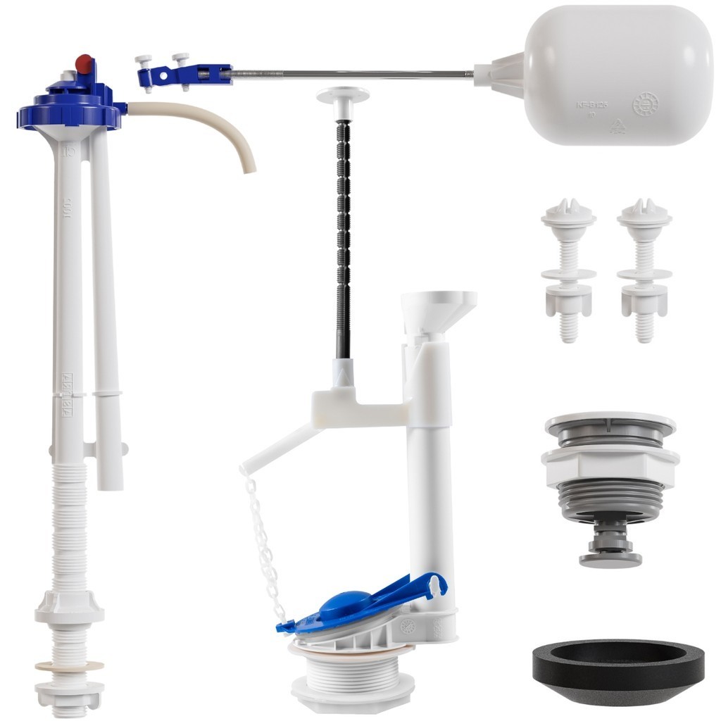 Kit Mecanismo Reparo Completo Entrada e Saída Universal com Boia para Caixa Acoplada Descarga Astra Mecanismo Vaso