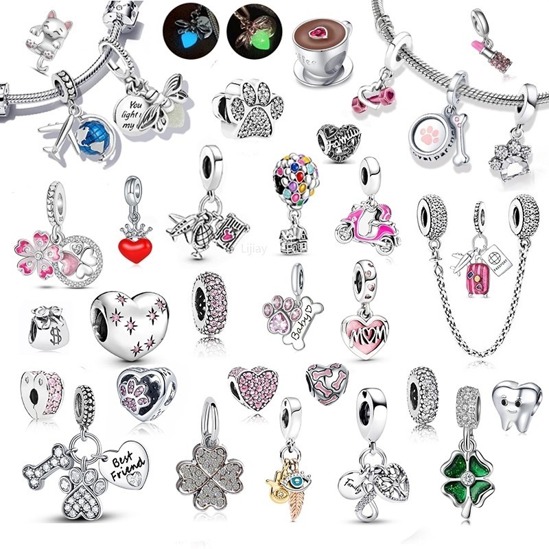 LI Nova Moda Berloque Pendants Silver 925 Charms cartoon Clover Para Pulseira Acessórios