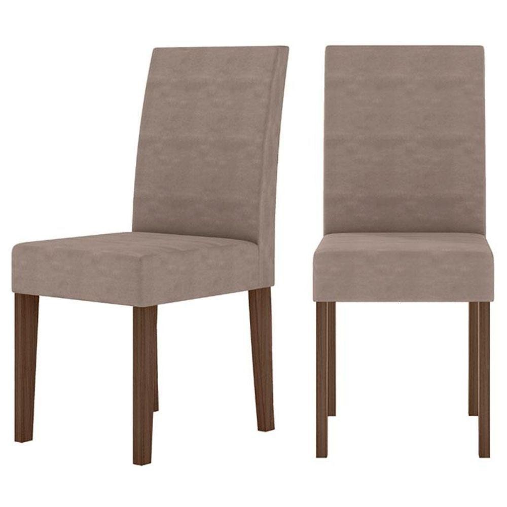 Cadeira Para Mesa De Jantar Josi Kit 02 Peças Liso Amêndoa Cappuccino - Poliman - Home & Living
