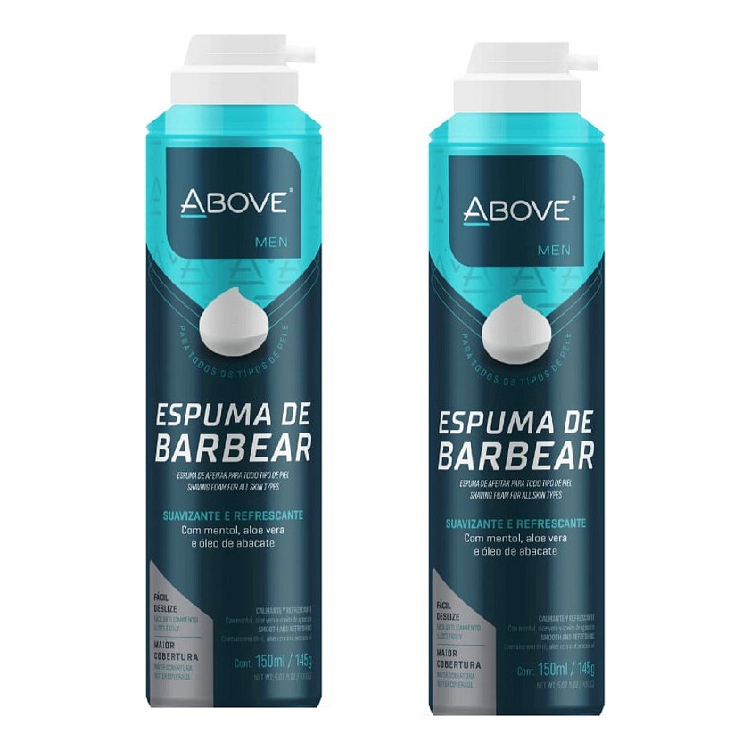 Kit 2 Espuma Barbear Above Men Aloe Vera E Mentol 150ml em Oferta na Shopee