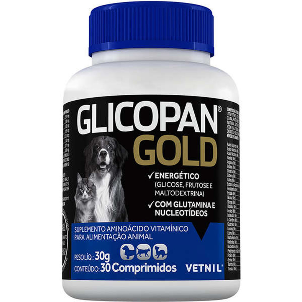 Glicopan Gold Vetnil para Cães e Gatos - 30 Comprimidos em Oferta na Shopee