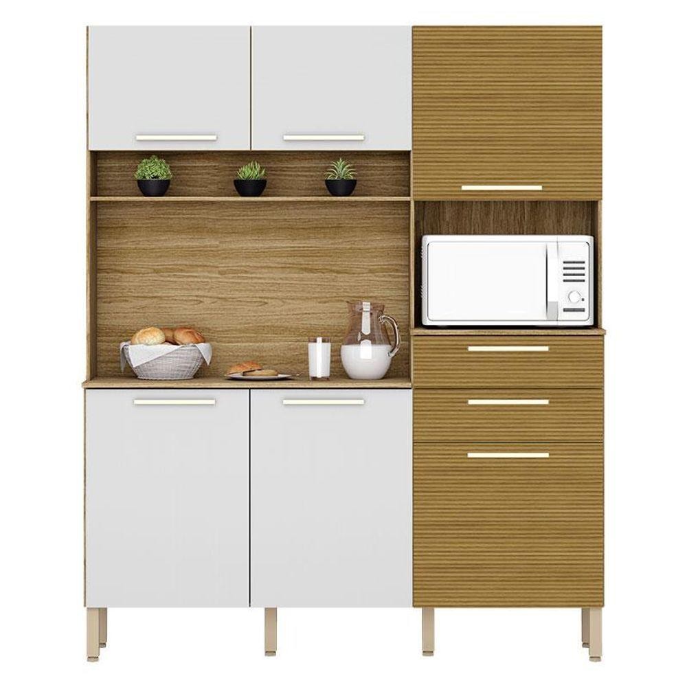 Cozinha Montesa 6 Portas E 2 Gavetas Freijó Supremo Ripado - Kits Paraná em Oferta na Shopee