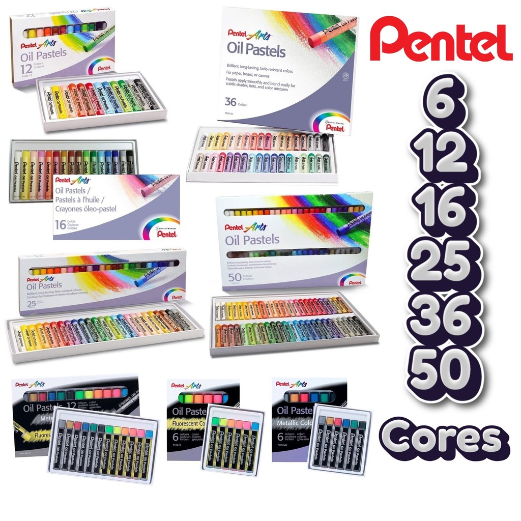 Giz Pastel Oleoso Pentel Para Desenho e trabalhos Profissionais - A escolha (Todos Modelos)