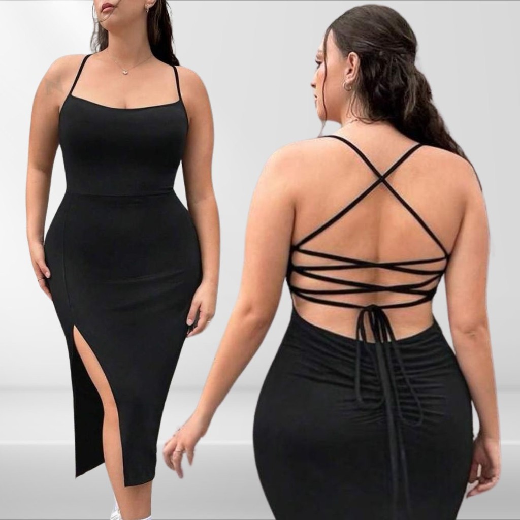 Vestido Longo Feminino Luxo Plus Size Costa Nua Colado Suplex Modelador Alta Compressão Tamanho 36 ao 50