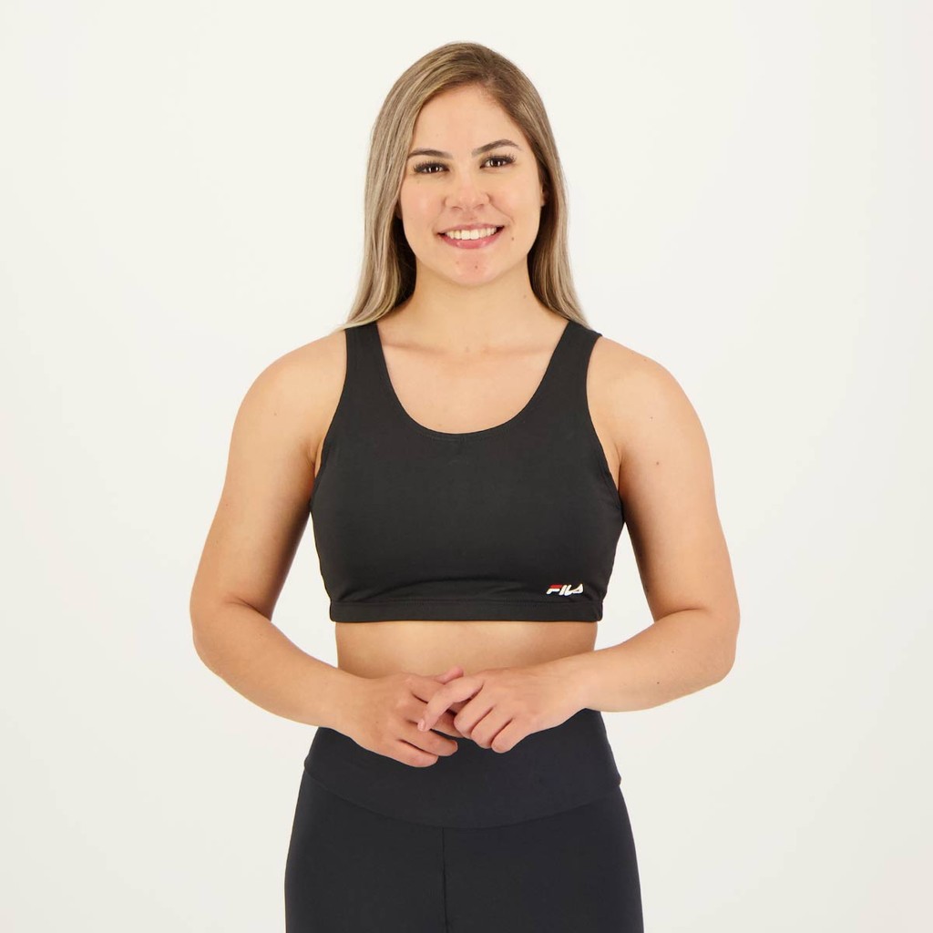 Top Fila Essential II Feminino Preto e Vermelho em Oferta na Shopee