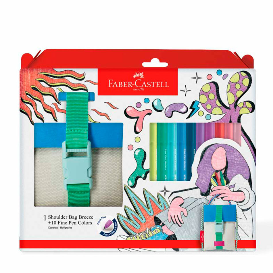 Caneta hidrográfica Fine Pen Breeze 10 unidades + Shoulder Bag FPB/ESBRZZF Faber-Castell em Oferta na Shopee