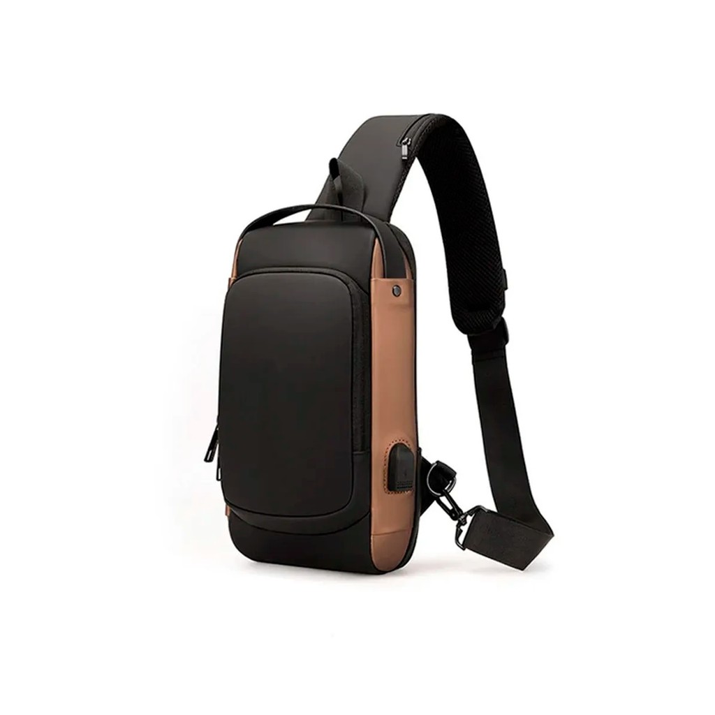MOCHILA ANTI FURTO TRANSVERSAL CADEADO COM SENHA SAIDA CARREGADOR USB RESISTENTE A ÁGUA