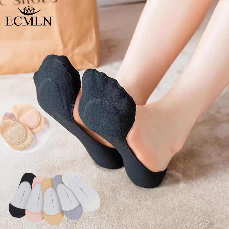 ECMLN Meias Femininas De Algodão Para Barco , Almofada Antepé , Silicone À Prova De Choque , Antiderrapante , Boca Rasa , Salto Alto , Invisíveis