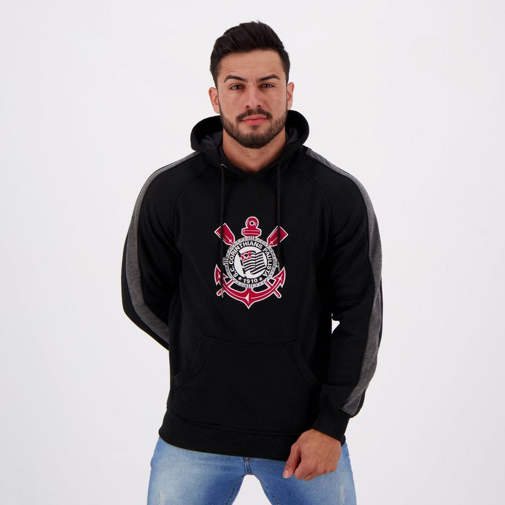 Moletom Corinthians Embroidery Preto em Oferta na Shopee